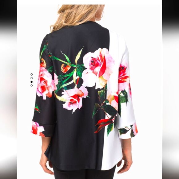 Stunning Joseph Ribkoff swing coat / jacket. White & black with rose design. 12 - Picture 3 of 11